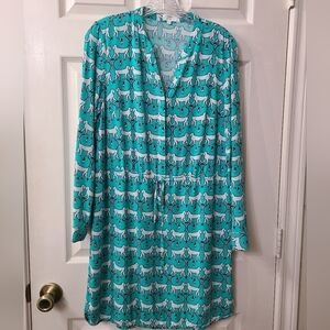 Teal Monkey Patterned Women's Dress